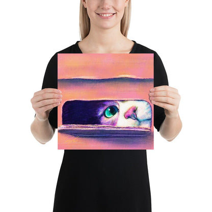 Close Encounters Collection - "I Sits" - Close Up Painting of a Cat in a Box [Unfoiled]