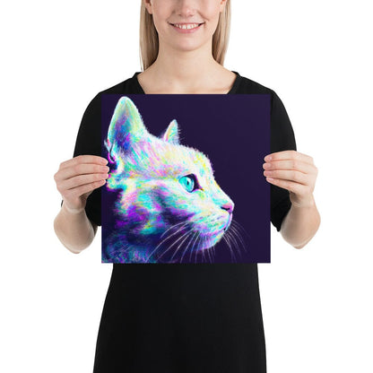 Close Encounters Collection - "Glow" - Close Up Painting of a Gray Cat [Unfoiled]