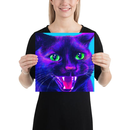 Close Encounters Collection - "Spicy" - Close Up Painting of a Spicy Black Cat [Unfoiled]