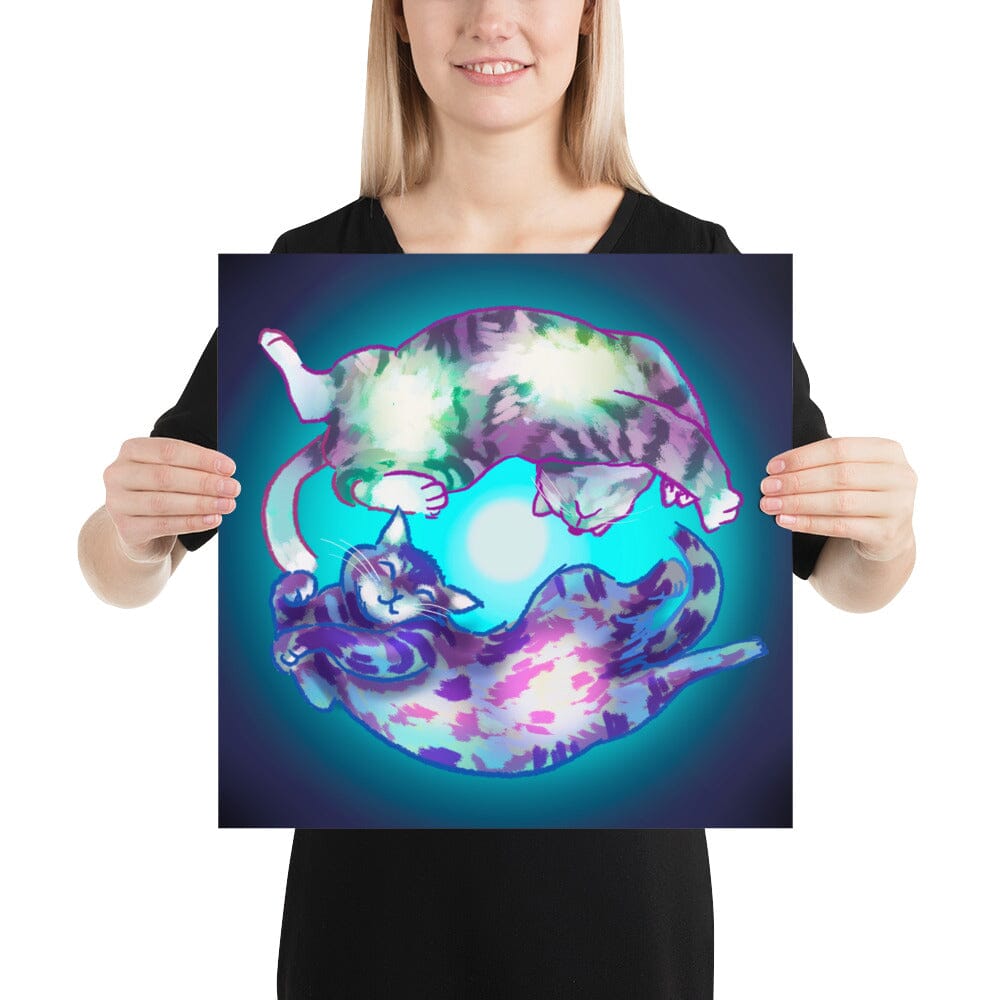 "Spiraling Cats": Painting of Two Cats Spinning Like a Spiral Galaxy [Unfoiled]