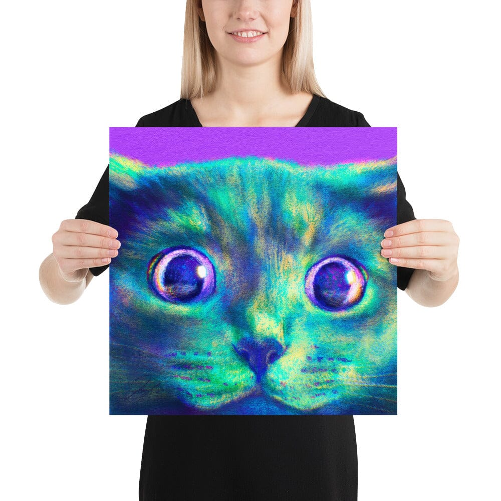 Close Encounters Collection - "Hunt" - Close Up Painting of a Gray Cat [Unfoiled]