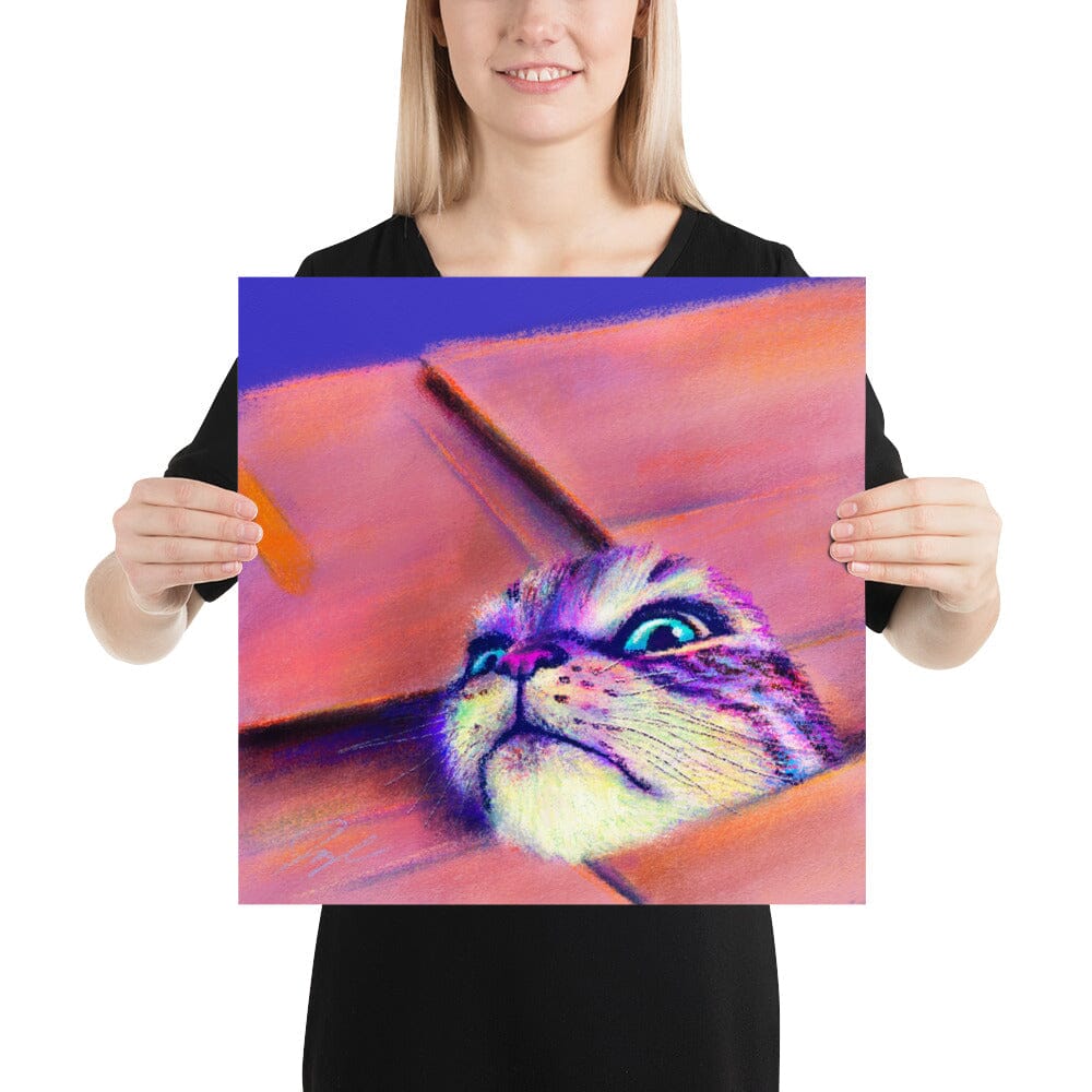 Close Encounters Collection - "If I Fits" - Close Up Painting of a Cat in a Box [Unfoiled]