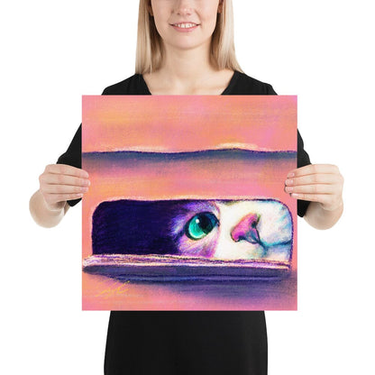 Close Encounters Collection - "I Sits" - Close Up Painting of a Cat in a Box [Unfoiled]