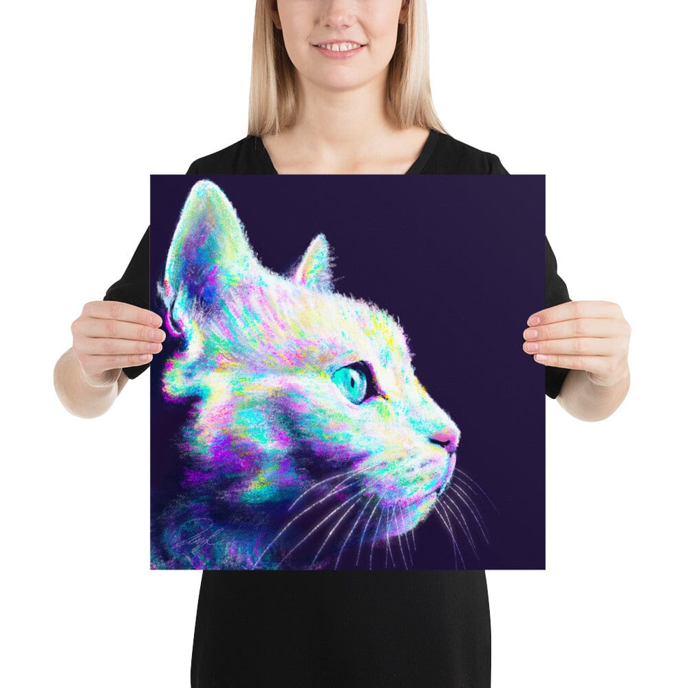 Close Encounters Collection - "Glow" - Close Up Painting of a Gray Cat [Unfoiled]