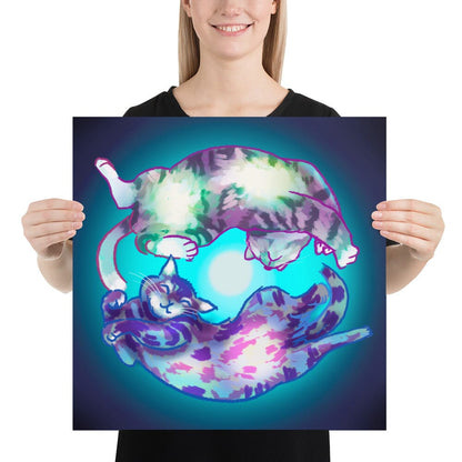 "Spiraling Cats": Painting of Two Cats Spinning Like a Spiral Galaxy [Unfoiled]