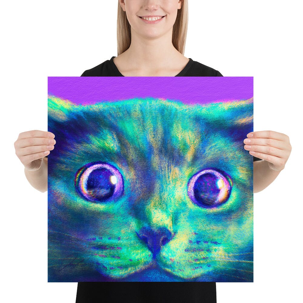 Close Encounters Collection - "Hunt" - Close Up Painting of a Gray Cat [Unfoiled]
