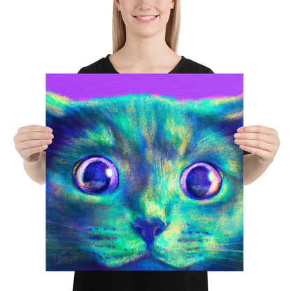 Close Encounters Collection - "Hunt" - Close Up Painting of a Gray Cat [Unfoiled]