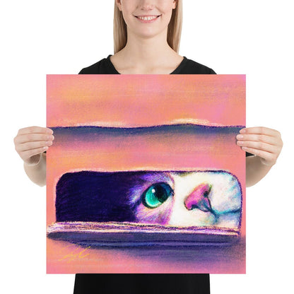 Close Encounters Collection - "I Sits" - Close Up Painting of a Cat in a Box [Unfoiled]