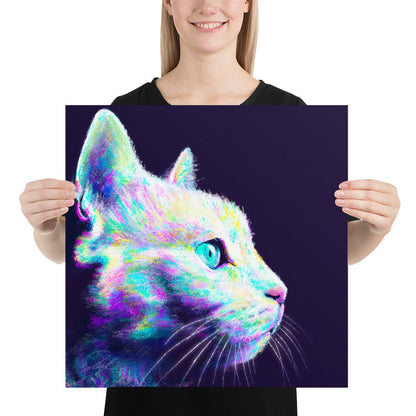Close Encounters Collection - "Glow" - Close Up Painting of a Gray Cat [Unfoiled]