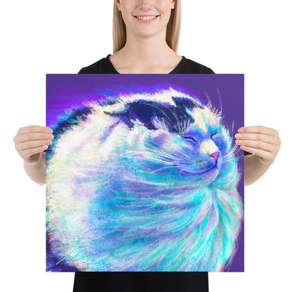 Close Encounters Collection - "Wimdy" - Close Up Painting of a Cat in the Wind [Unfoiled]