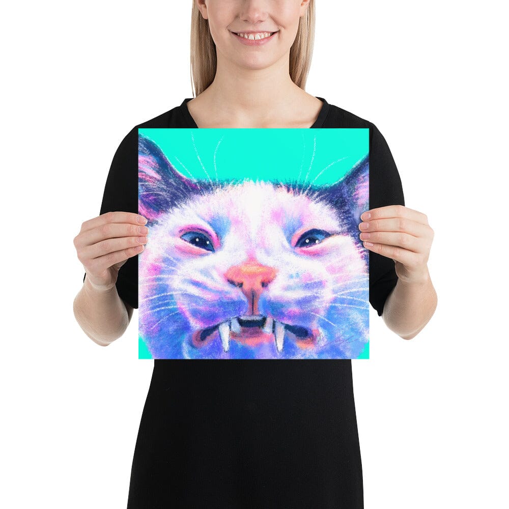 Close Encounters Collection - "Scrungle" - Close Up Painting of a Grimacing Cat [Unfoiled]