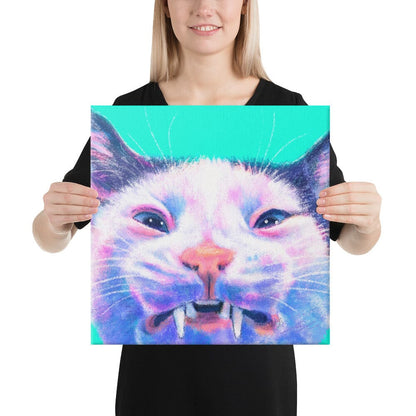Close Encounters Collection - "Scrungle" - Close Up Painting of a Grimacing Cat [Unfoiled]