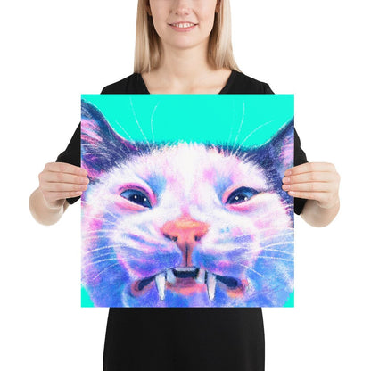 Close Encounters Collection - "Scrungle" - Close Up Painting of a Grimacing Cat [Unfoiled]