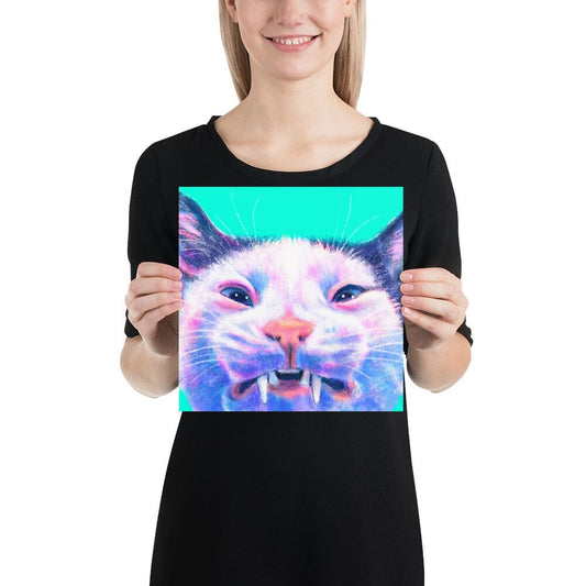 Close Encounters Collection - "Scrungle" - Close Up Painting of a Grimacing Cat [Unfoiled]