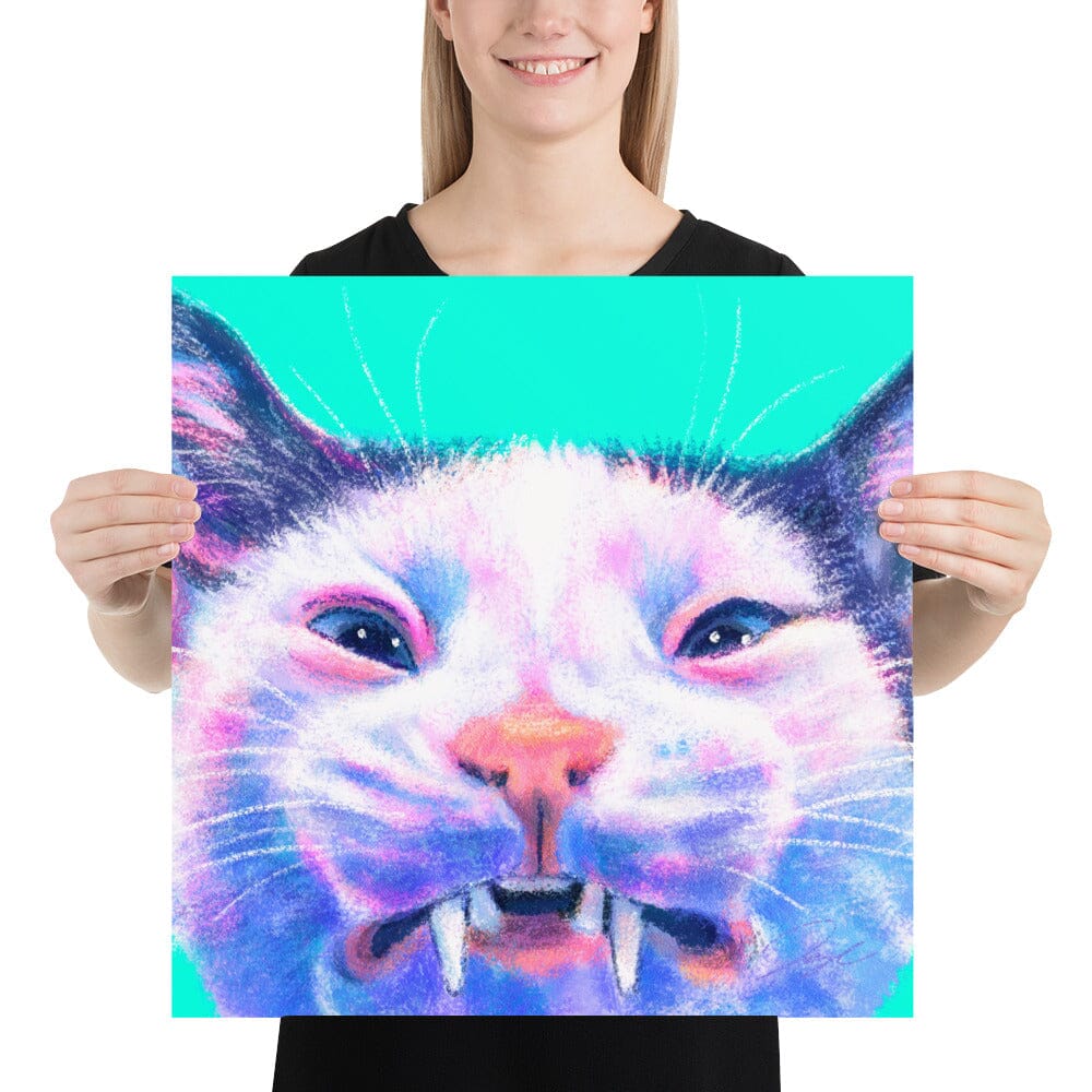 Close Encounters Collection - "Scrungle" - Close Up Painting of a Grimacing Cat [Unfoiled]