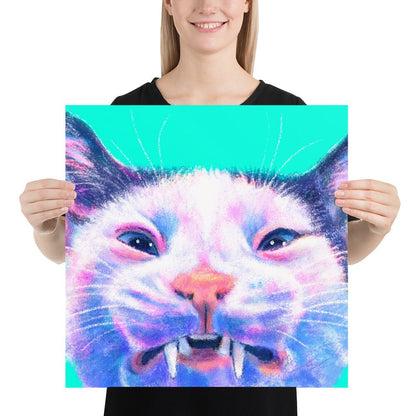 Close Encounters Collection - "Scrungle" - Close Up Painting of a Grimacing Cat [Unfoiled]