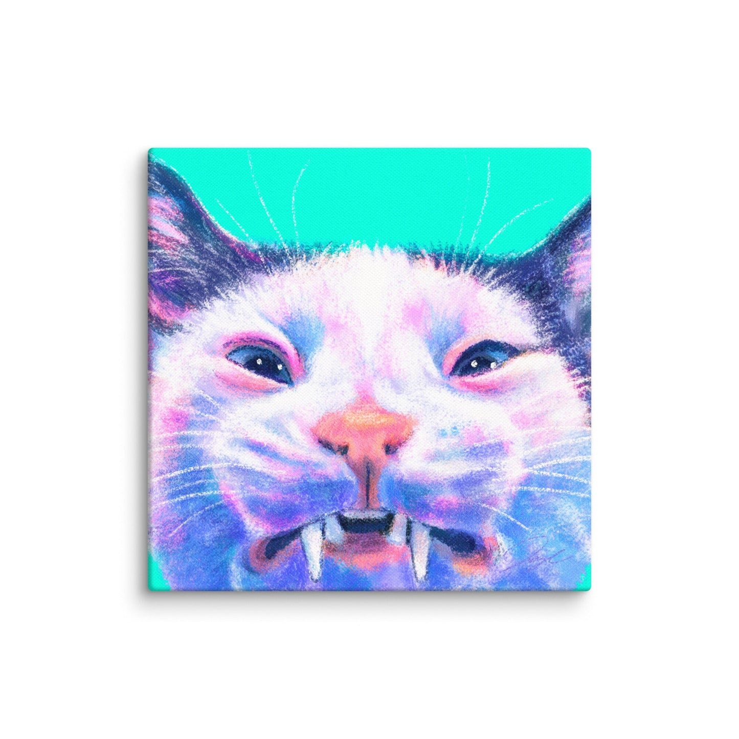 Close Encounters Collection - "Scrungle" - Close Up Painting of a Grimacing Cat [Unfoiled]