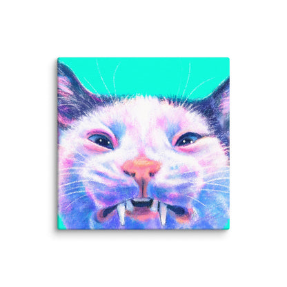 Close Encounters Collection - "Scrungle" - Close Up Painting of a Grimacing Cat [Unfoiled]
